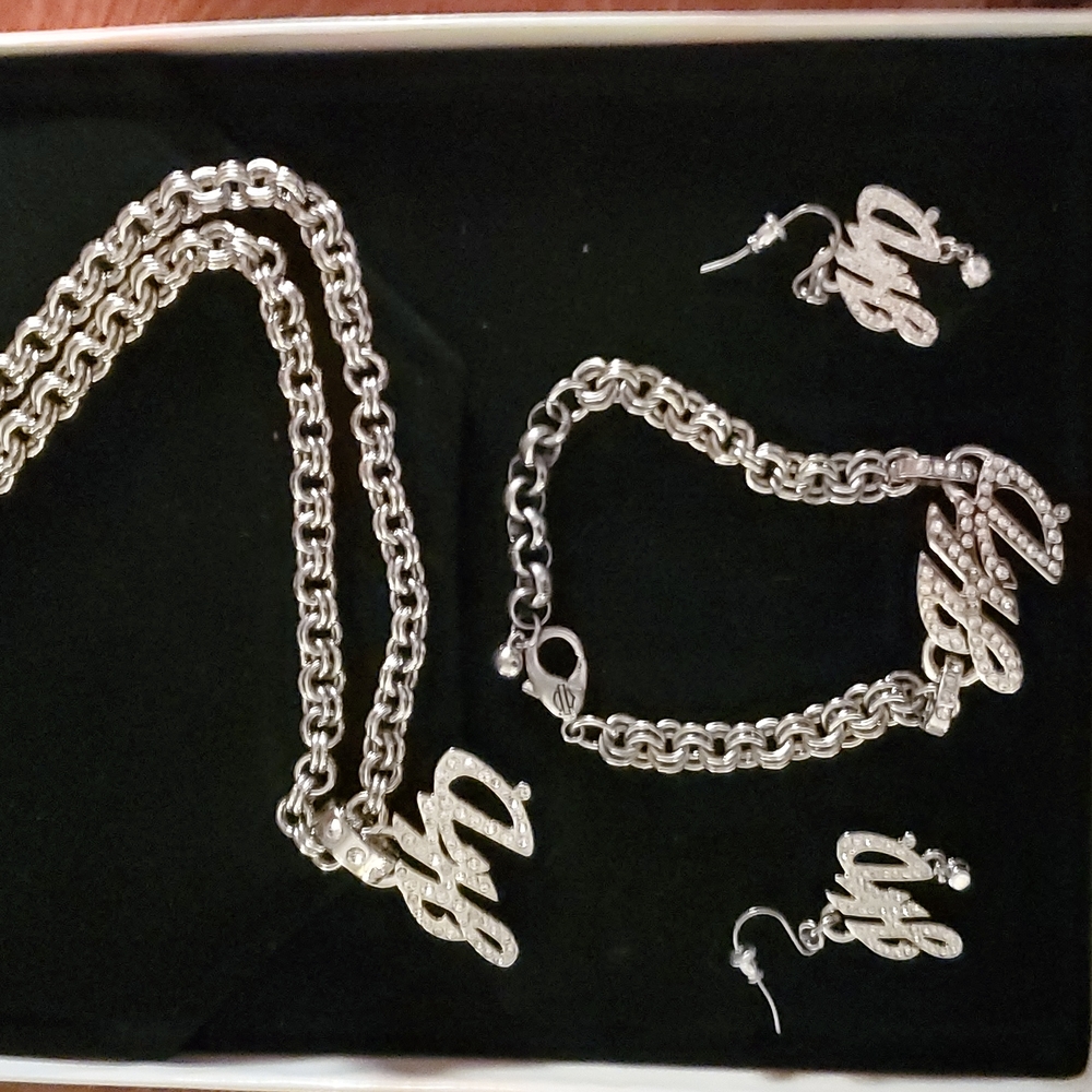 Harley Davidson Necklace, Bracelet and earring set